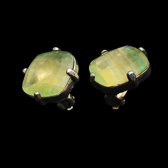 Vintage Freida Rothman Clip On Earrings Signed FR Glass Silver ? - Picture 2 of 8